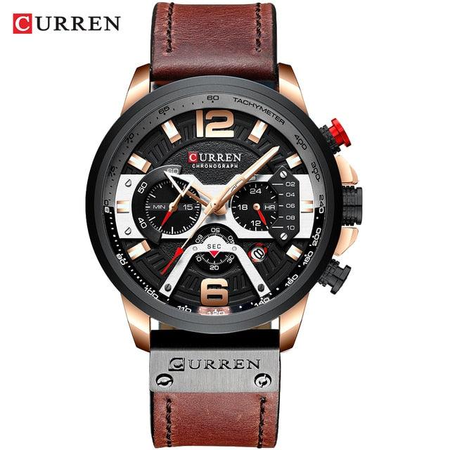 Montre-bracelet chronographe militaire en cuir