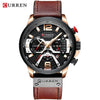 Montre-bracelet chronographe militaire en cuir