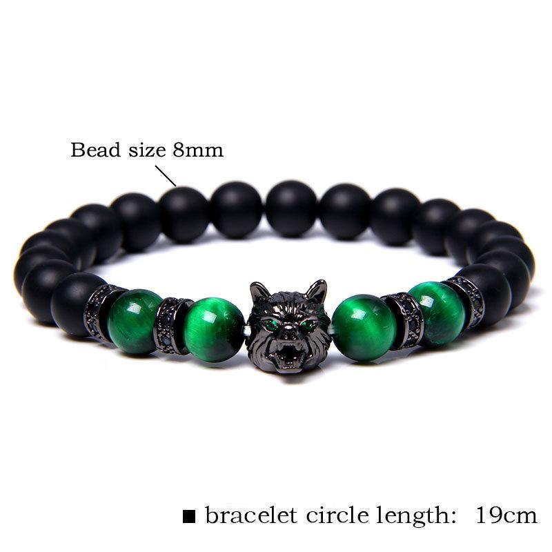 Bracelet d'oeil de tigre à tête de loup