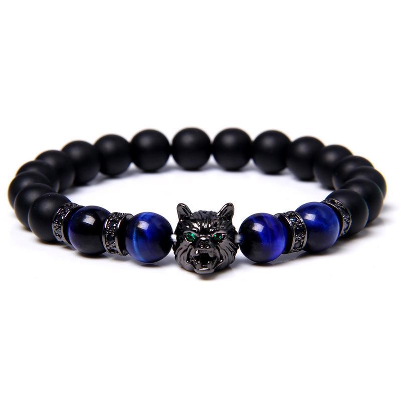 Bracelet d'oeil de tigre à tête de loup