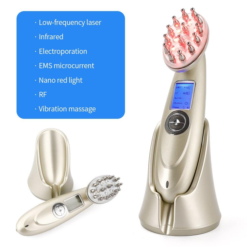 Peigne électrique pour la croissance des cheveux, appareil de massage par vibrations infrarouges EMS RF, micro-courant, traitement contre la perte de cheveux, repousse des cheveux