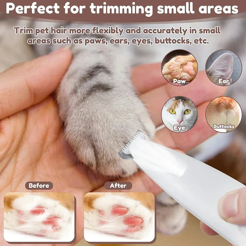 Rasoir pour animaux de compagnie rechargeable et étanche avec lumière LED 