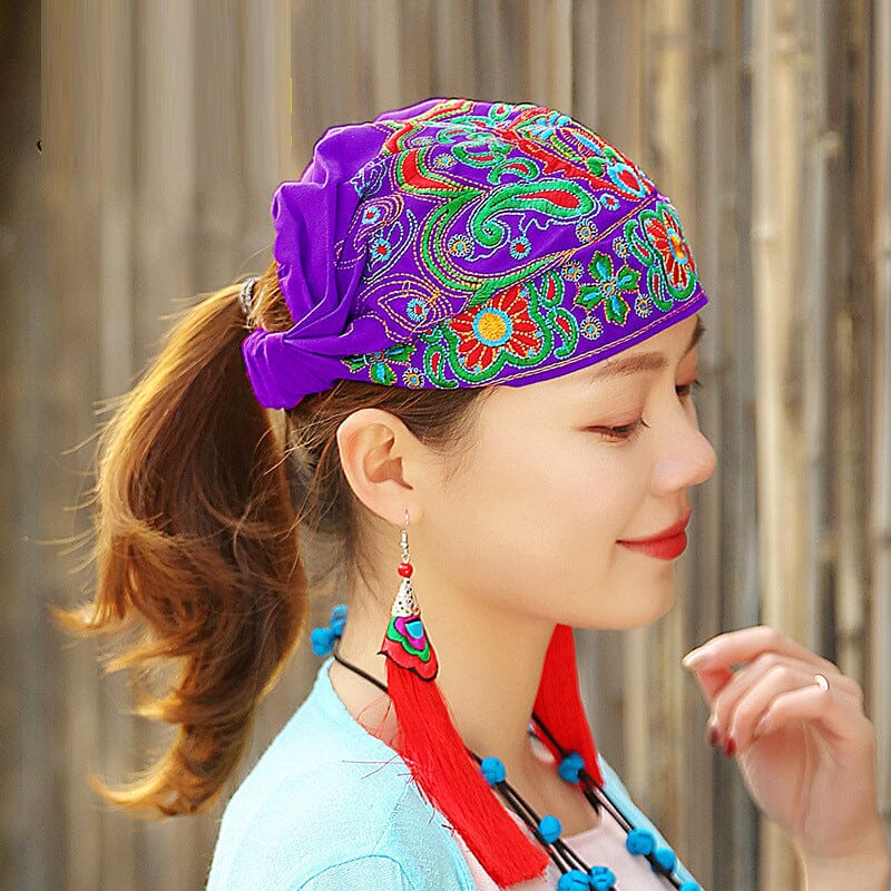 Turban ethnique brodé