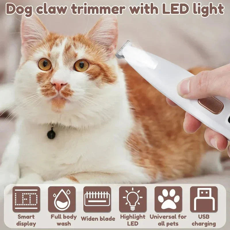 Rasoir pour animaux de compagnie rechargeable et étanche avec lumière LED 
