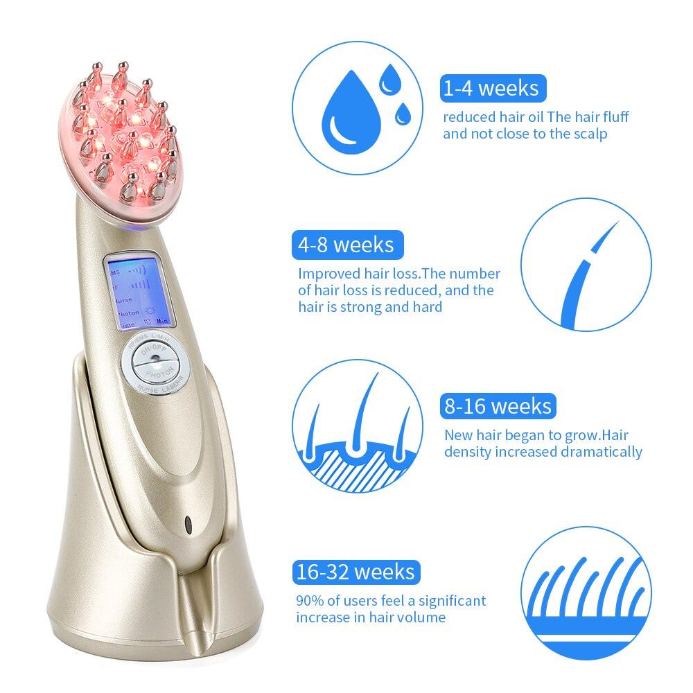 Peigne électrique pour la croissance des cheveux, appareil de massage par vibrations infrarouges EMS RF, micro-courant, traitement contre la perte de cheveux, repousse des cheveux