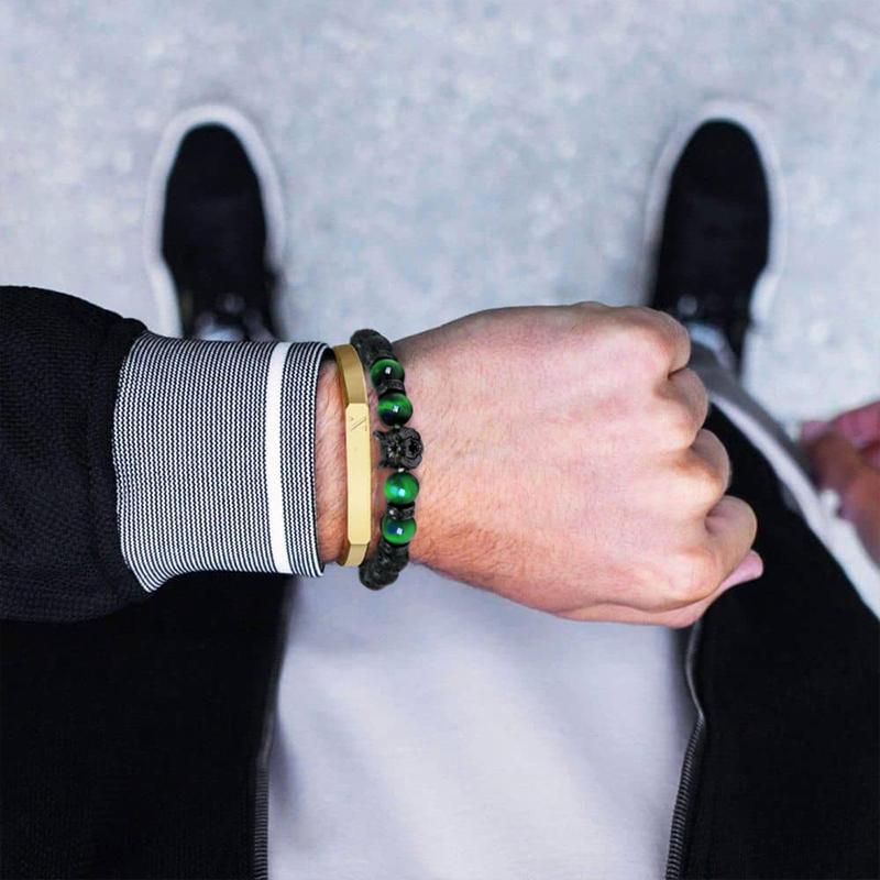 Bracelet d'oeil de tigre à tête de loup