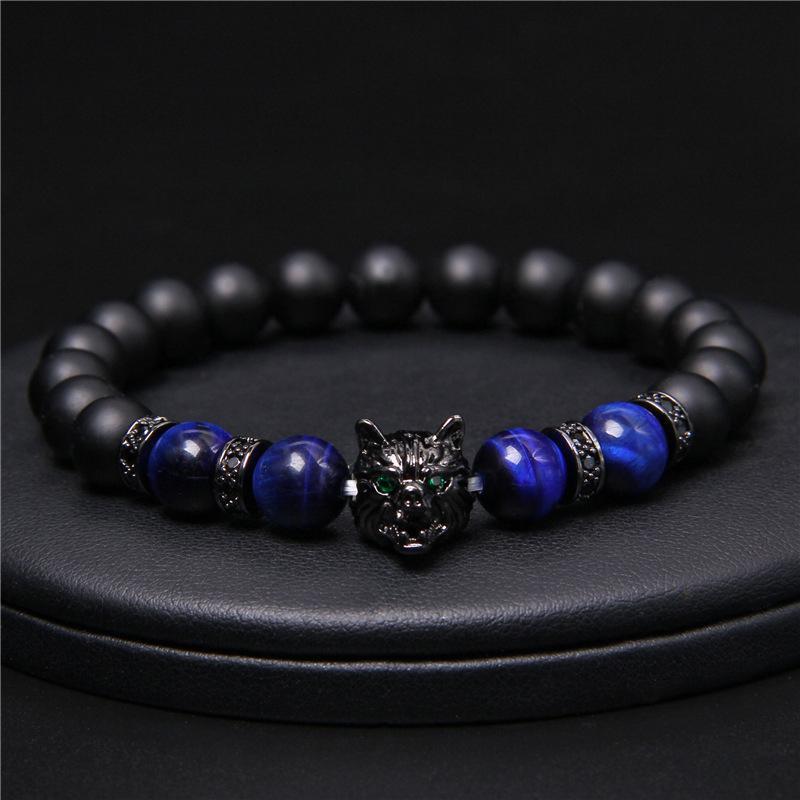 Bracelet d'oeil de tigre à tête de loup