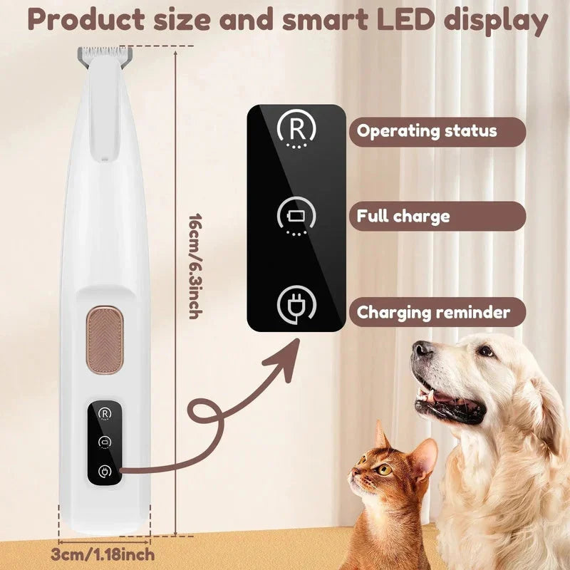 Rasoir pour animaux de compagnie rechargeable et étanche avec lumière LED 