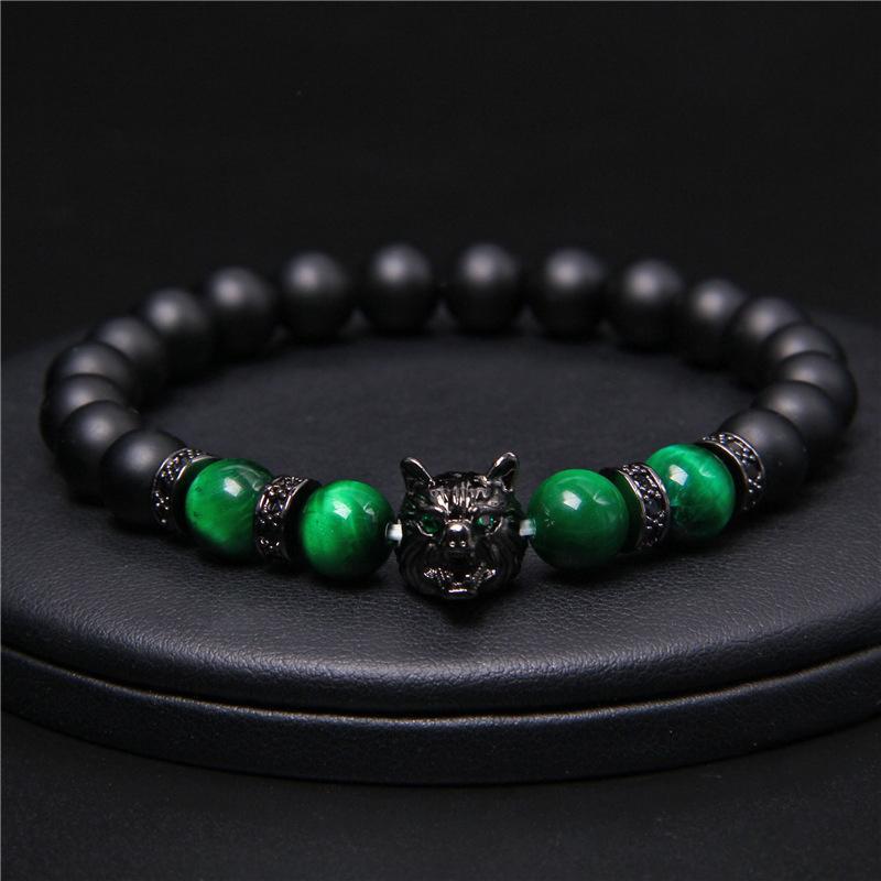 Bracelet d'oeil de tigre à tête de loup