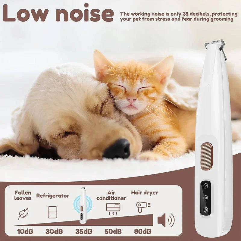 Rasoir pour animaux de compagnie rechargeable et étanche avec lumière LED 