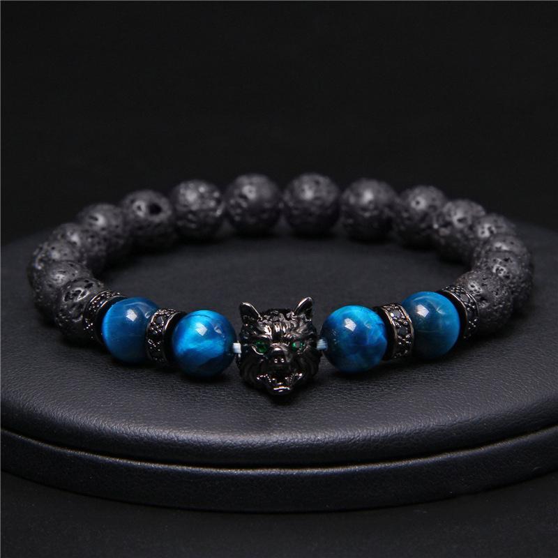 Bracelet d'oeil de tigre à tête de loup