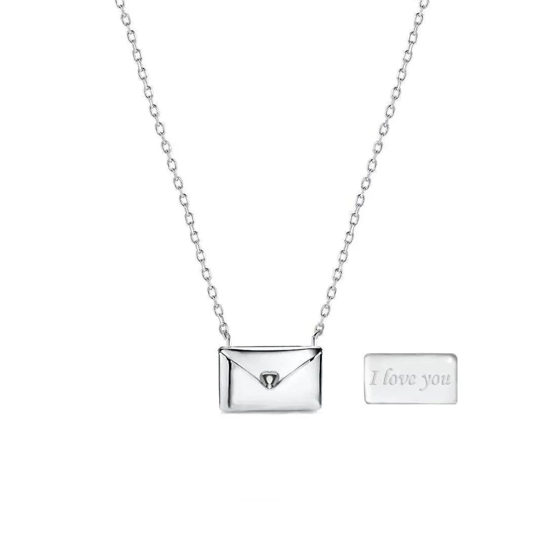 Collier en argent avec lettre d'amour Envelop
