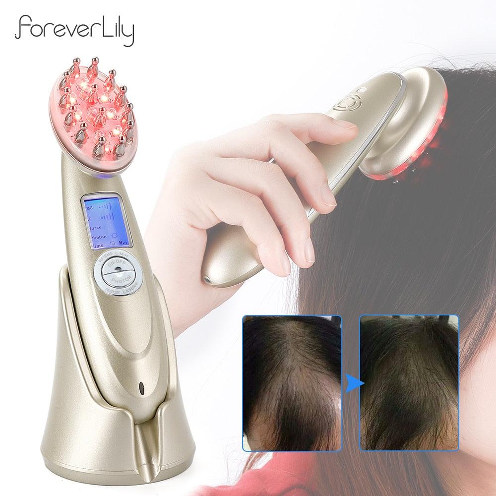 Peigne électrique pour la croissance des cheveux, appareil de massage par vibrations infrarouges EMS RF, micro-courant, traitement contre la perte de cheveux, repousse des cheveux