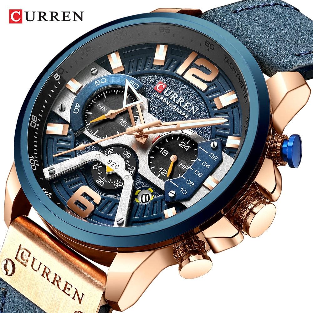 Montre-bracelet chronographe militaire en cuir