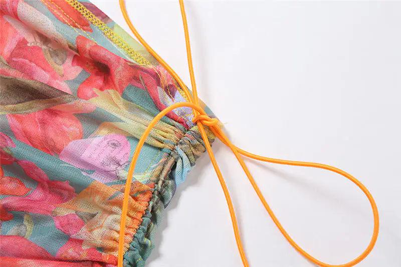 Ensemble jupe en maille florale 3 pièces