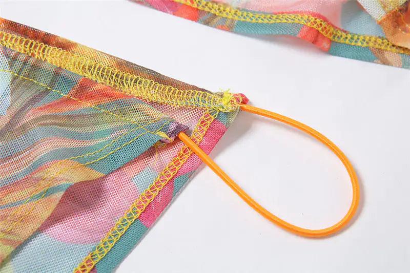 Ensemble jupe en maille florale 3 pièces
