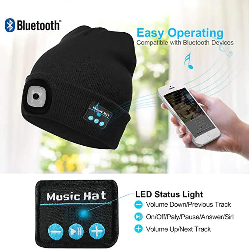 Chapeau LED avec casque stéréo
