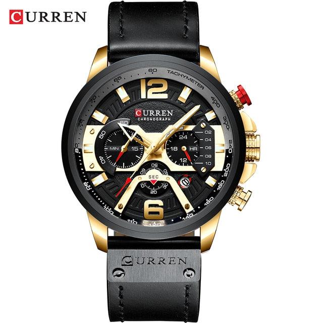 Montre-bracelet chronographe militaire en cuir