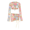 Ensemble jupe en maille florale 3 pièces