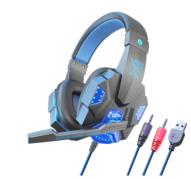Casque de jeu filaire à lumière LED