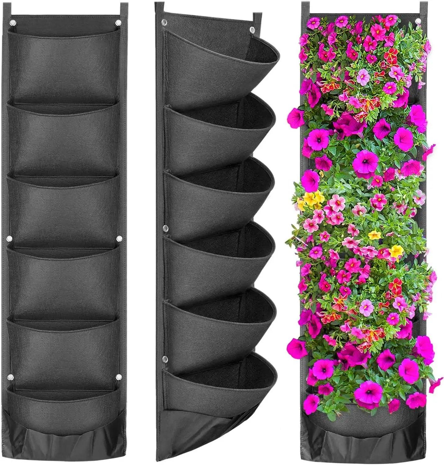 Pots de fleurs suspendus verticaux