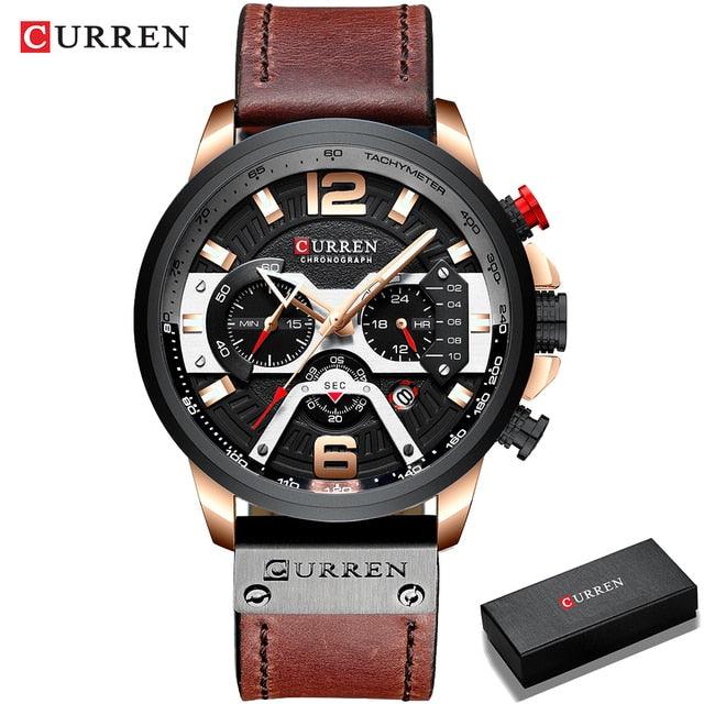 Montre-bracelet chronographe militaire en cuir